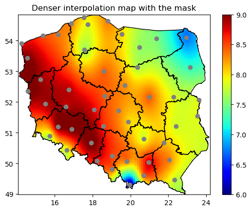 Denser interpolation map with the mask